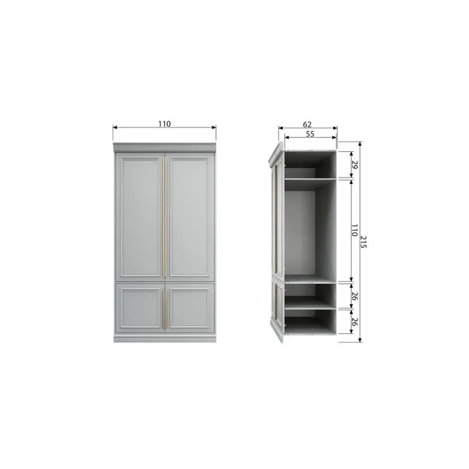 WOOOD Organize Kast - Grenen - Mist - 215x110x62
