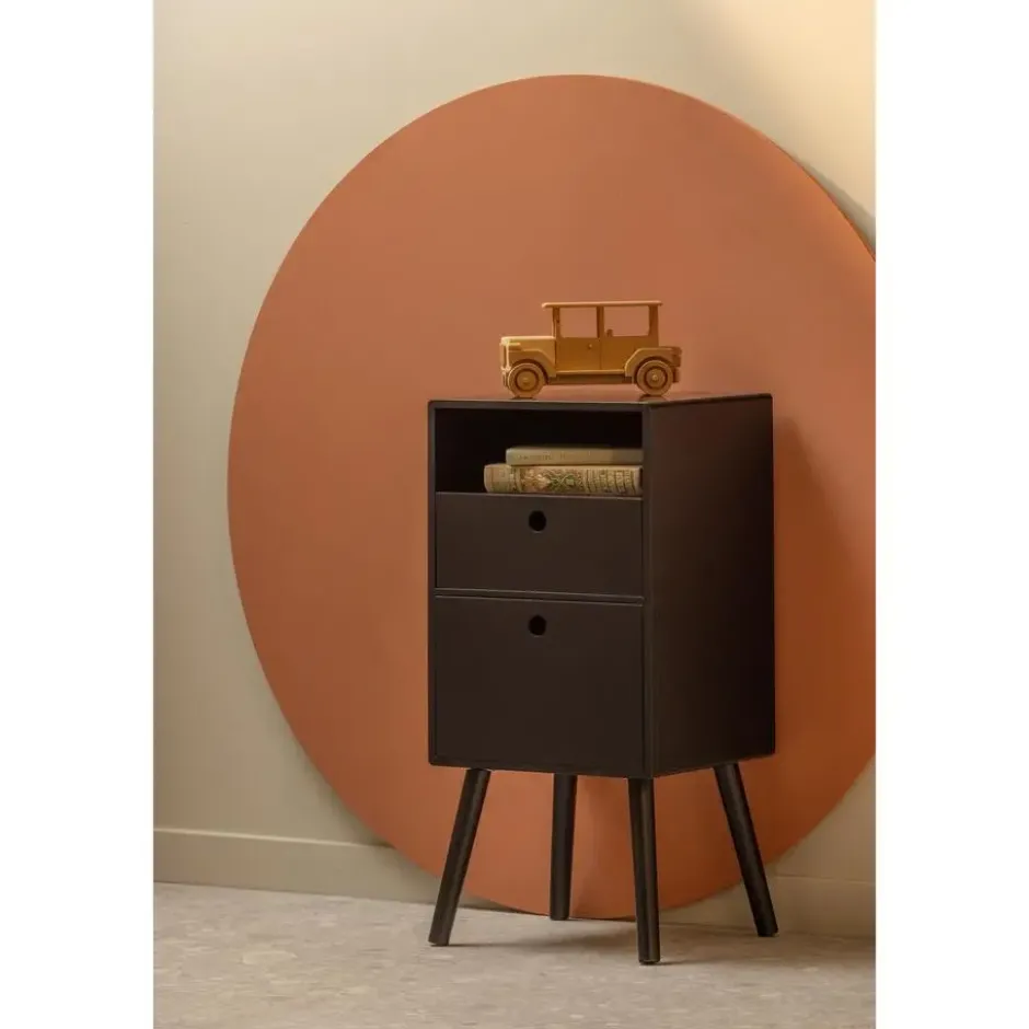 WOOOD Ozzy Nachtkastje - Hout - Zwart - 75x36x30