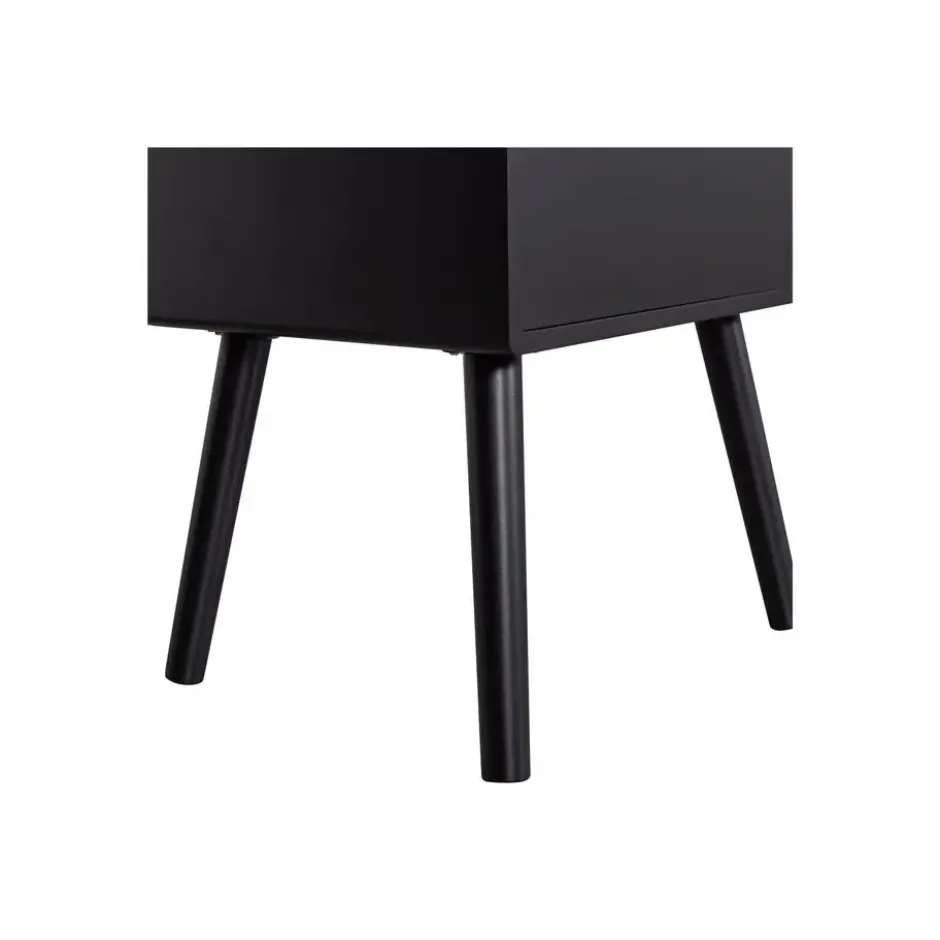 WOOOD Ozzy Nachtkastje - Hout - Zwart - 75x36x30