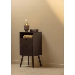 WOOOD Ozzy Nachtkastje - Hout - Zwart - 75x36x30