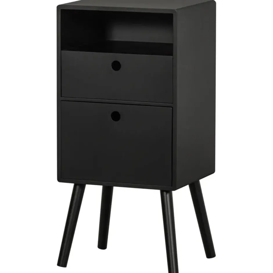 WOOOD Ozzy Nachtkastje - Hout - Zwart - 75x36x30