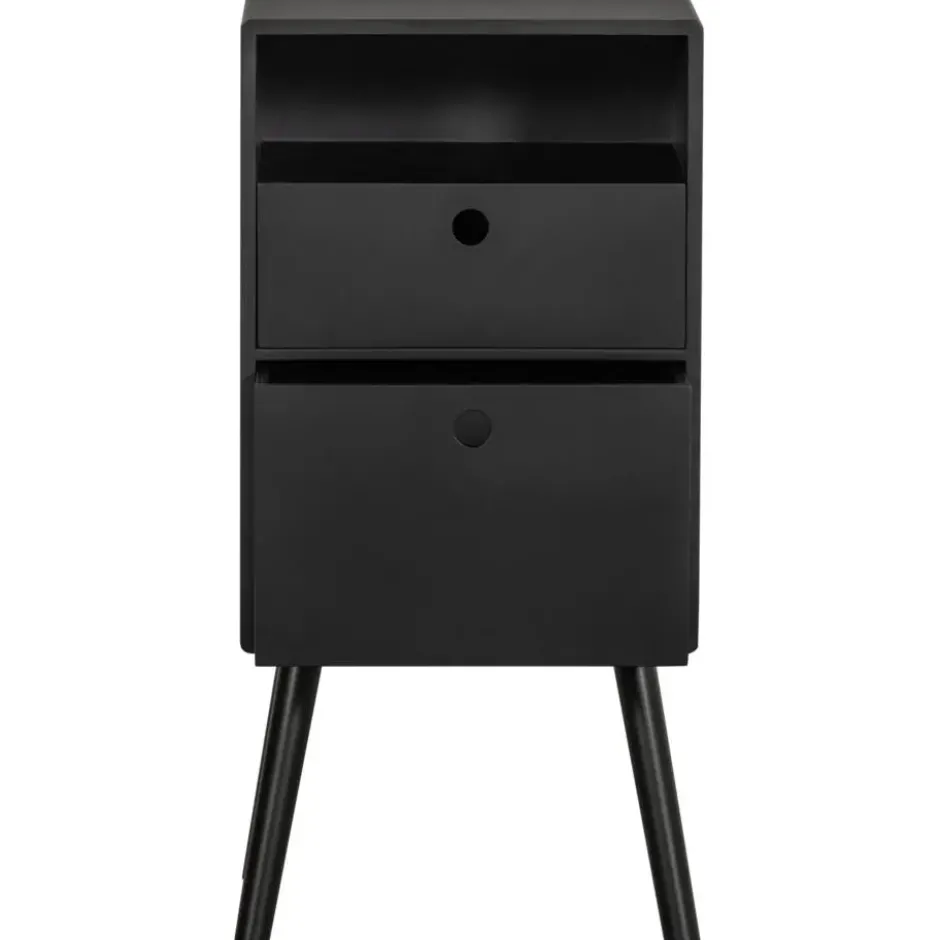 WOOOD Ozzy Nachtkastje - Hout - Zwart - 75x36x30