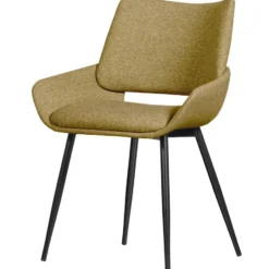 WOOOD Parade Eetkamerstoelen - Melange Stof - Mosterd - Set van 2