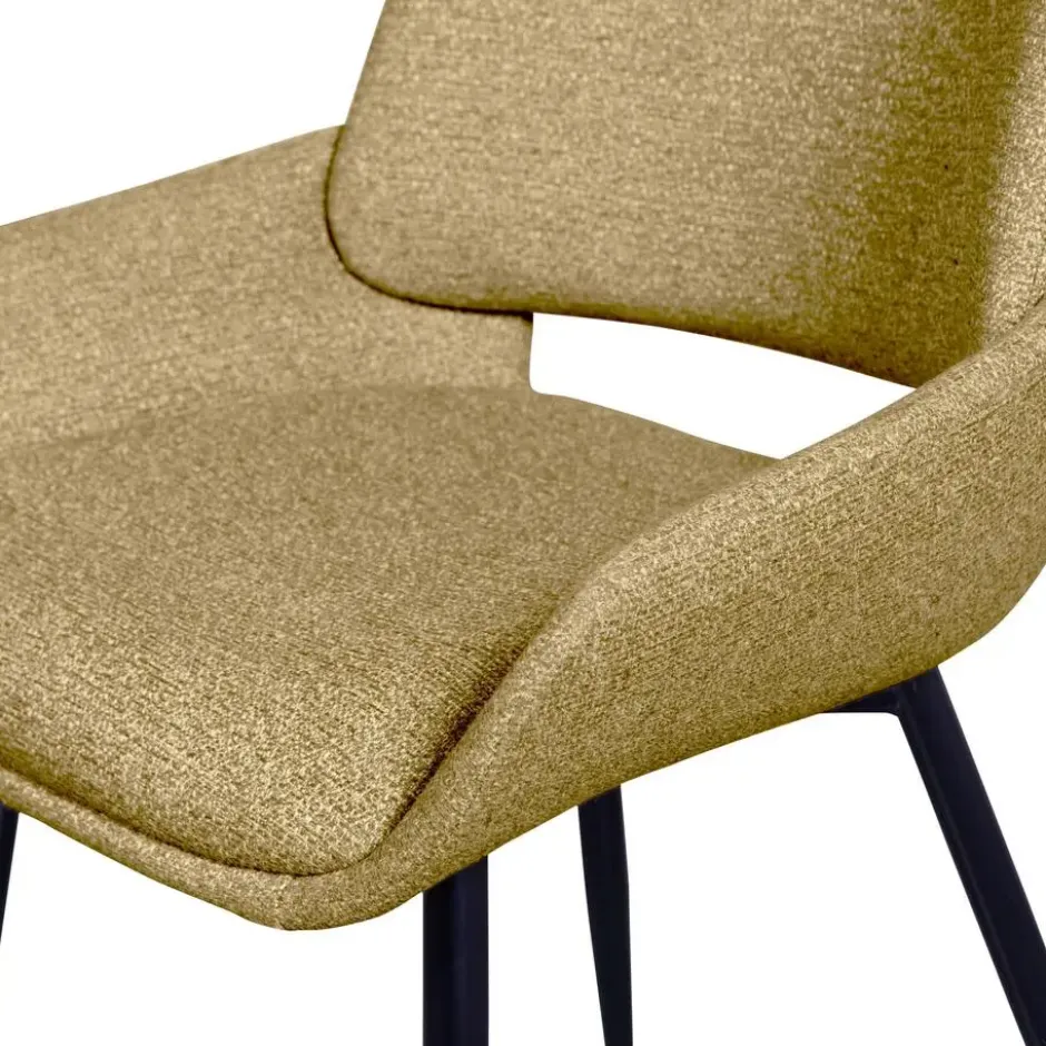 WOOOD Parade Eetkamerstoelen - Melange Stof - Mosterd - Set van 2