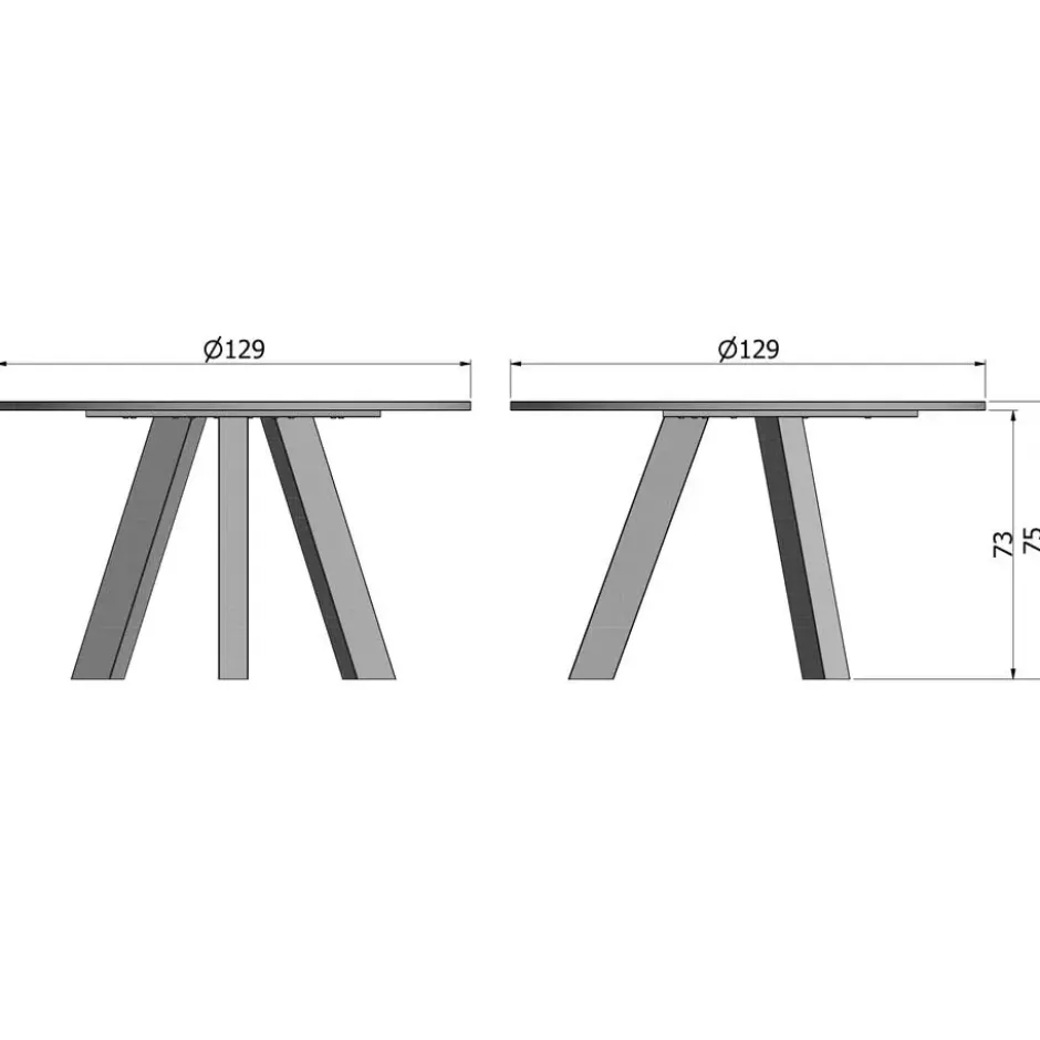WOOOD Rhonda Eettafel - Eiken - Blacknight - Ø129 cm
