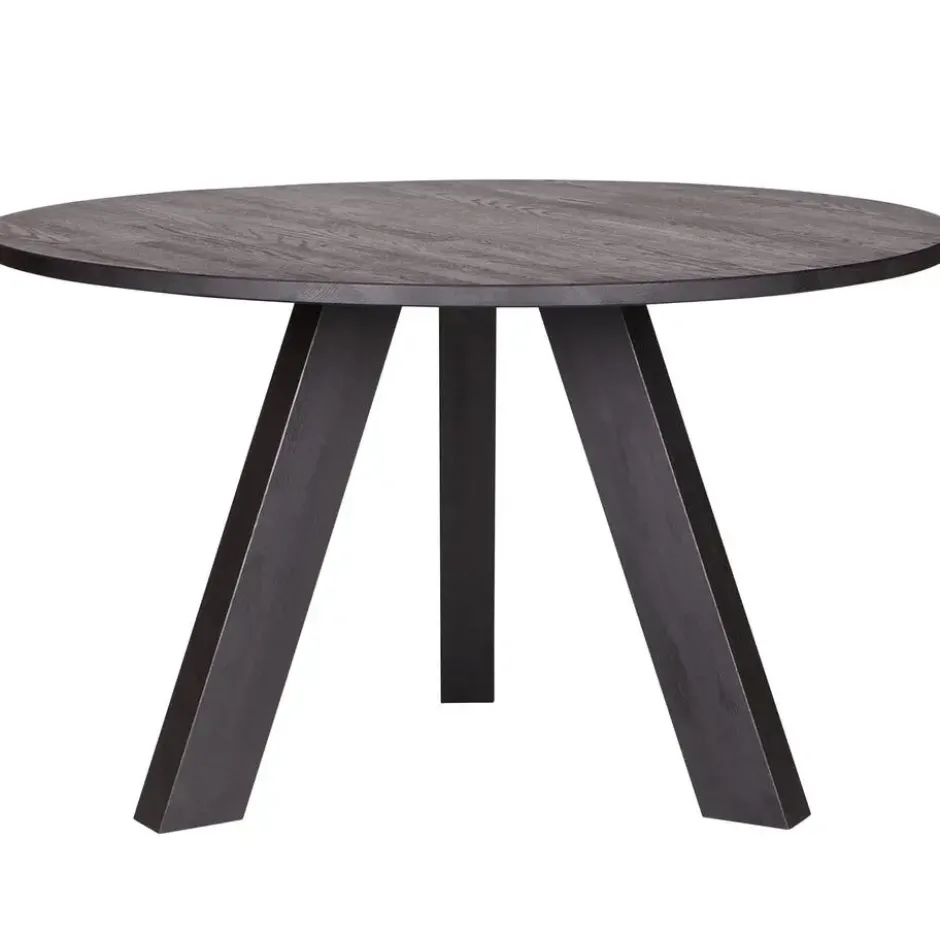WOOOD Rhonda Eettafel - Eiken - Blacknight - Ø129 cm