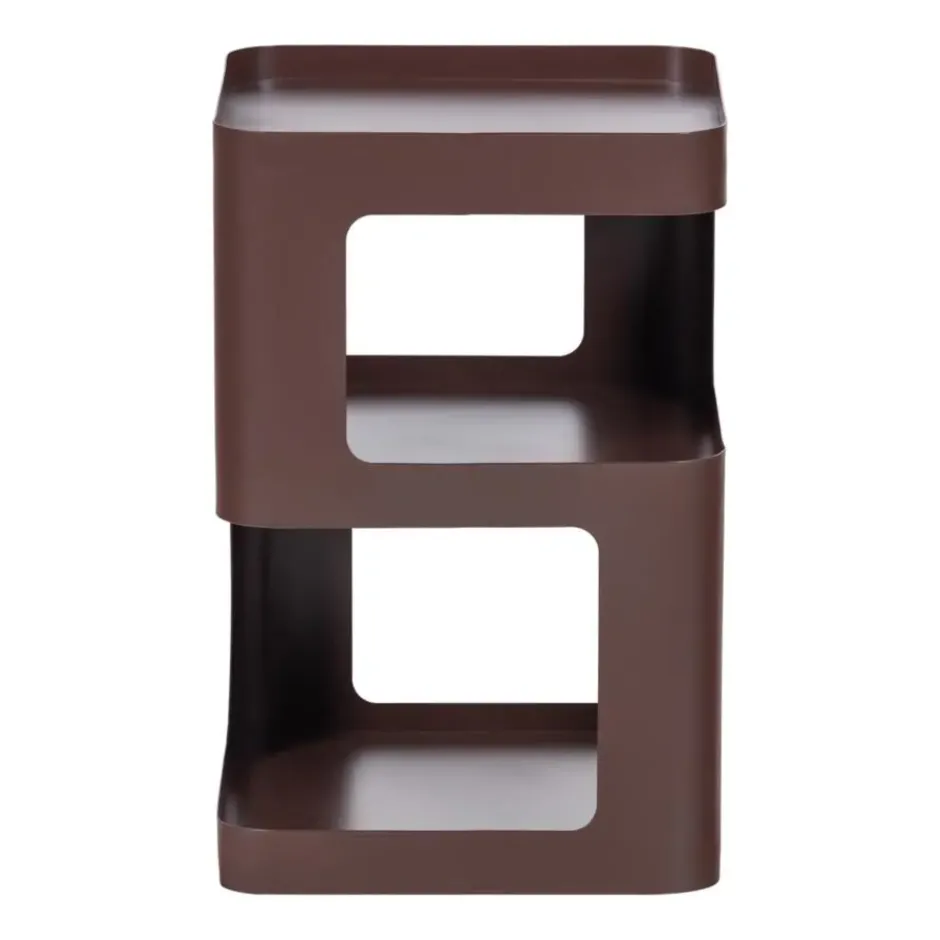 WOOOD Riv Bijzettafel/Nachtkastje - Metaal - Paars/Bruin - 54x35x35
