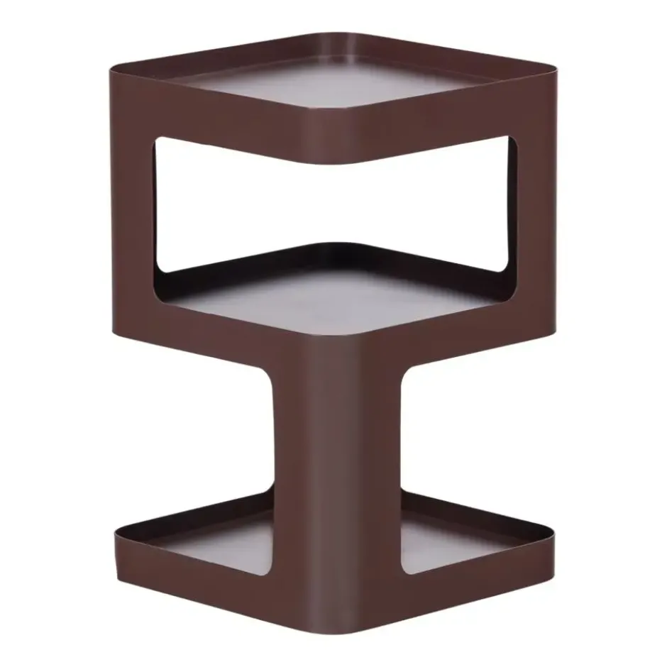 WOOOD Riv Bijzettafel/Nachtkastje - Metaal - Paars/Bruin - 54x35x35