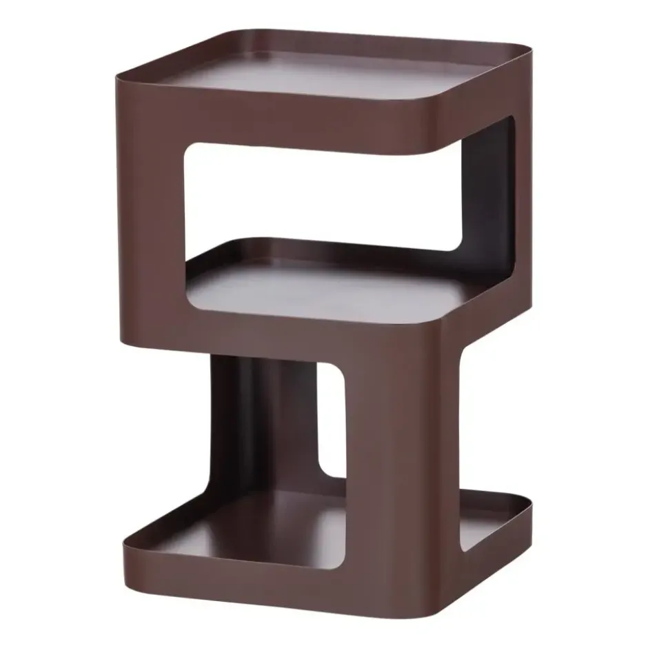 WOOOD Riv Bijzettafel/Nachtkastje - Metaal - Paars/Bruin - 54x35x35