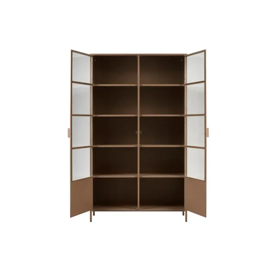 WOOOD Ronja Vitrinekast - Metaal - Military Brown - 189x110x43