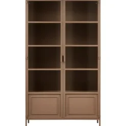 WOOOD Ronja Vitrinekast - Metaal - Military Brown - 189x110x43