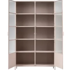 WOOOD Ronja Vitrinekast - Metaal - Soft Pink - 189x110x43