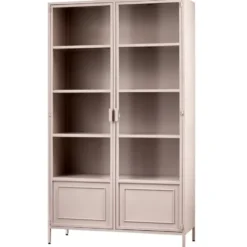 WOOOD Ronja Vitrinekast - Metaal - Soft Pink - 189x110x43