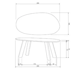 WOOOD Roundly Eetkamertafel - Mangohout - Walnoot - 76x200x100