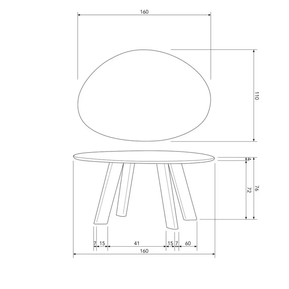 WOOOD Roundly Eetkamertafel - Mangohout - Walnoot - 76x160x110