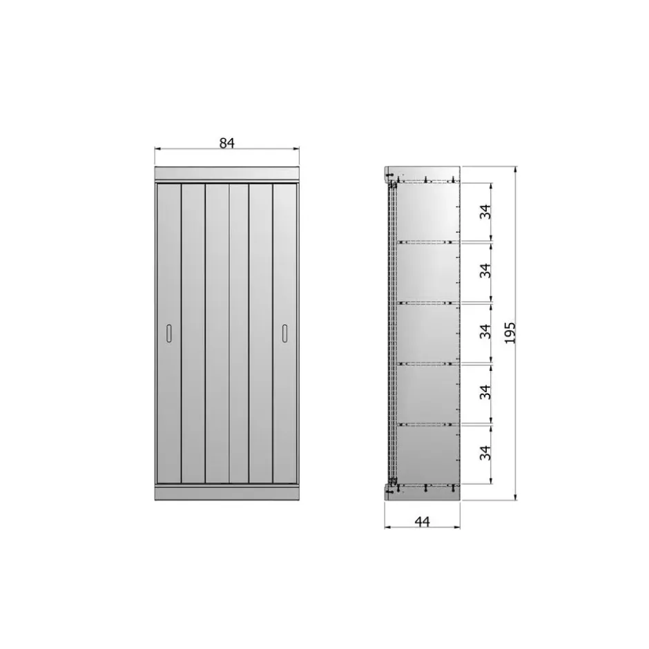 WOOOD Row Plankenkast Met Schuifdeuren - Grenen - Wit - 195x85x44