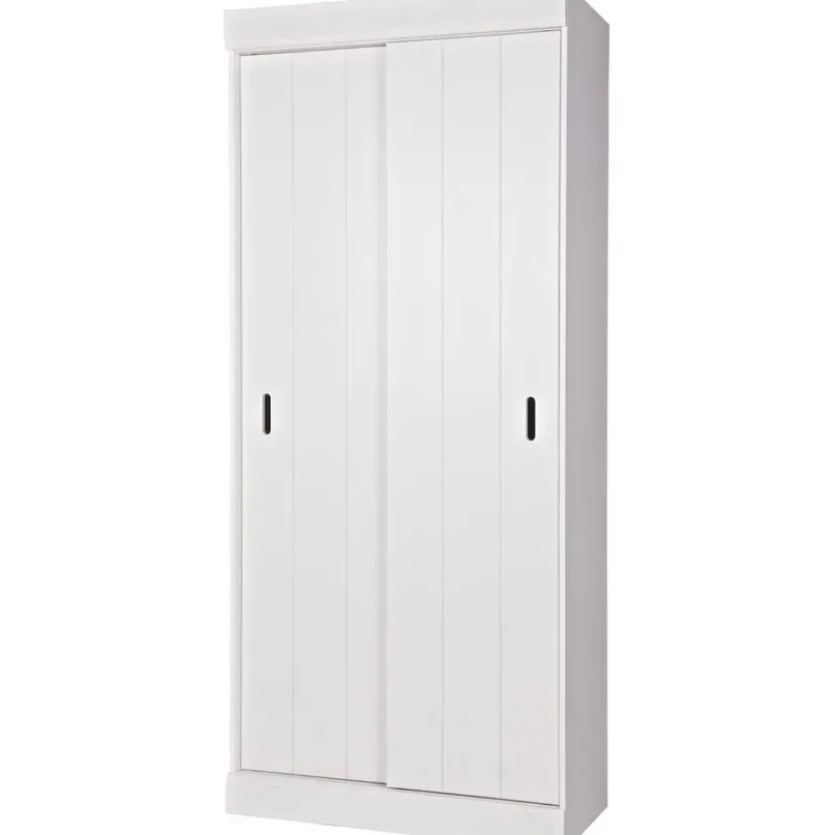 WOOOD Row Plankenkast Met Schuifdeuren - Grenen - Wit - 195x85x44