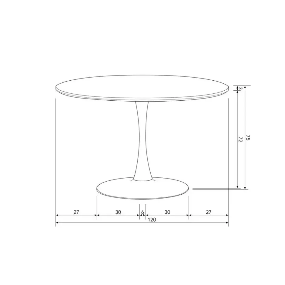 WOOOD Sammy Ronde Eettafel - MDF/staal - Zwart - 75x120x120