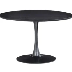WOOOD Sammy Ronde Eettafel - MDF/staal - Zwart - 75x120x120