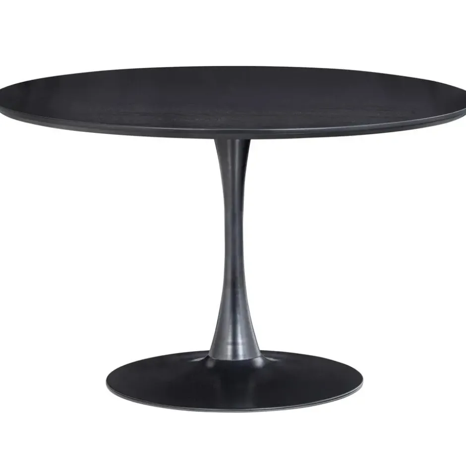WOOOD Sammy Ronde Eettafel - MDF/staal - Zwart - 75x120x120
