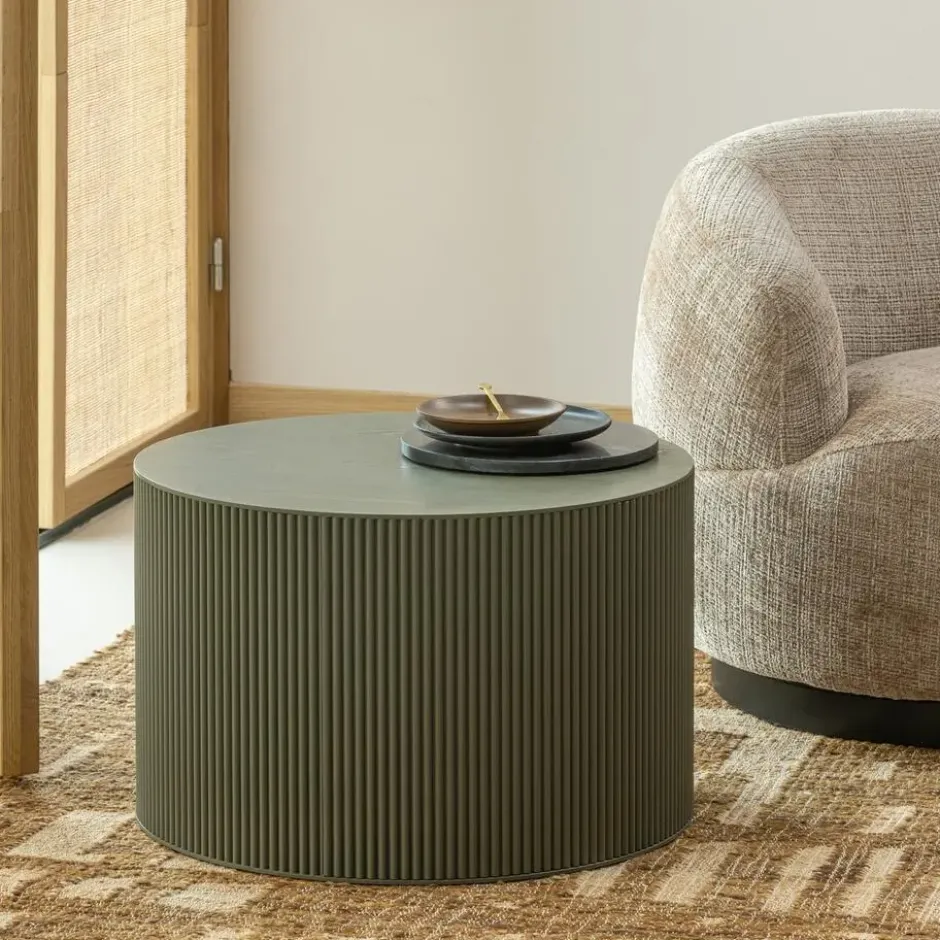 WOOOD Sanne Bijzettafel - MDF - Militair Groen - 40x60x60