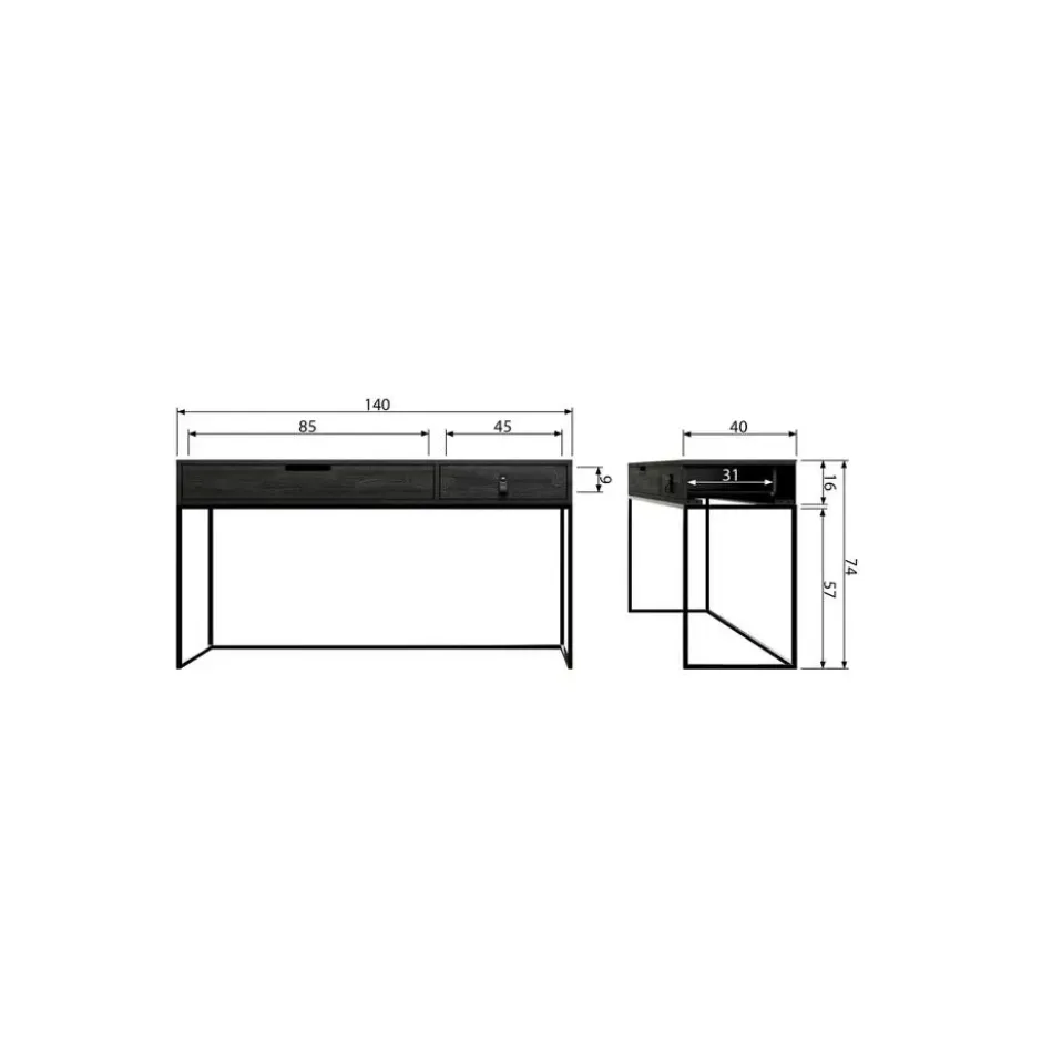 WOOOD Silas Sidetable - Essen - Blacknight - 74x140x40