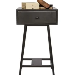WOOOD Skybox Sidetable - Hout/Metaal - Zwart - 70x45x30