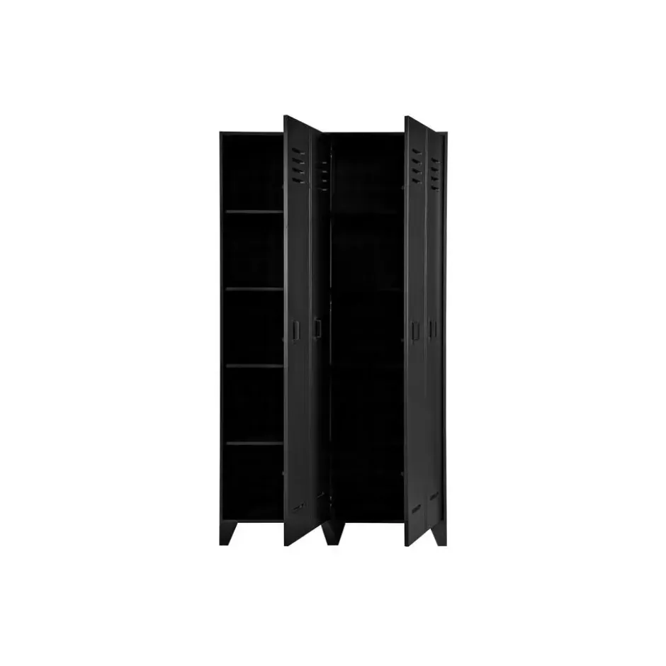 WOOOD Stijn Kledingkast 2-Deurs - Grenen - Zwart - 103x187x40