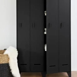 WOOOD Stijn Kledingkast 2-Deurs - Grenen - Zwart - 103x187x40