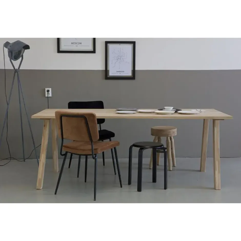 WOOOD Tablo Tafelblad Incl. A-Poot - Onbehandeld - Eiken - 74,4x200x90