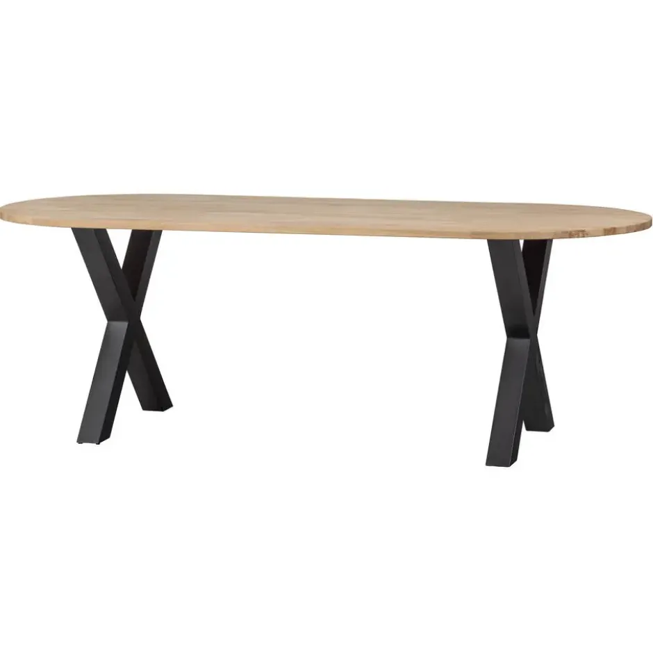 WOOOD Tablo Tafel Ovaal met Alkmaar Poot - Eiken/Metaal - 75x220x90