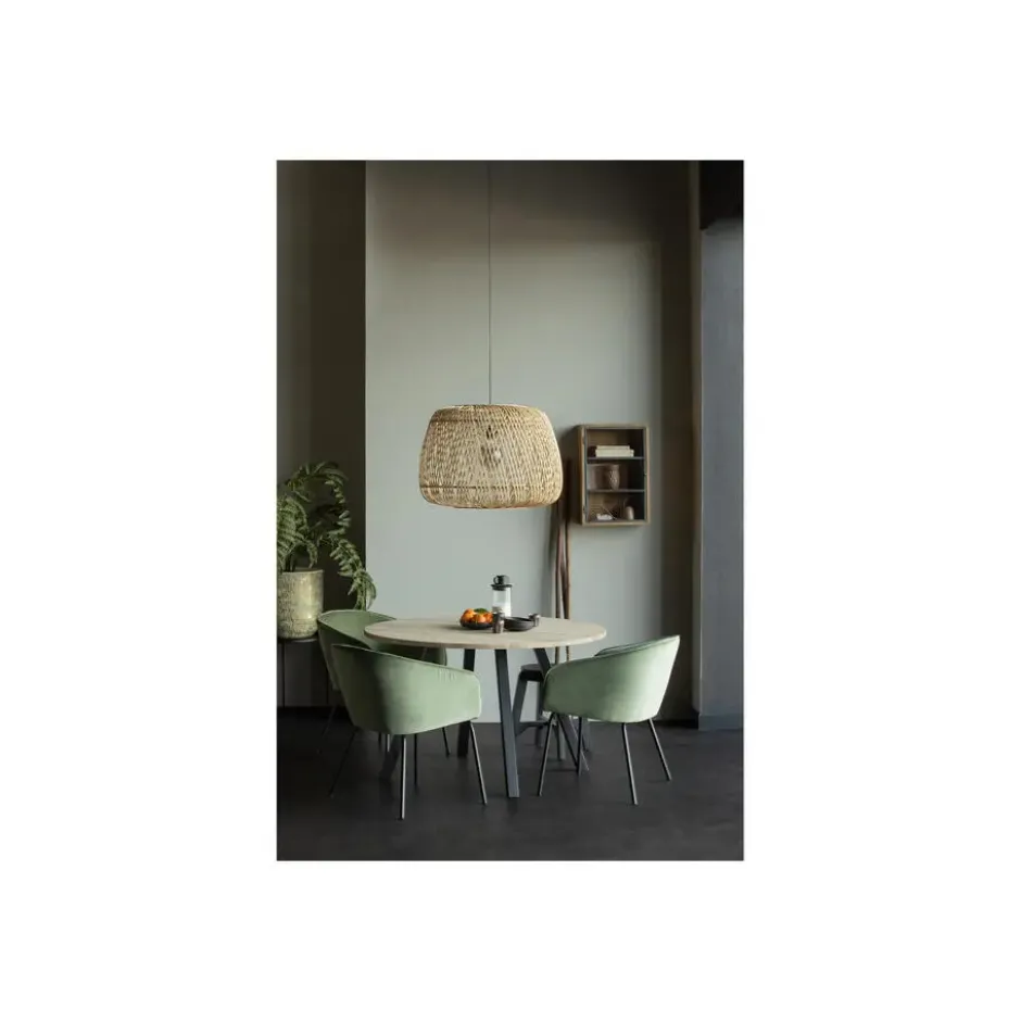 WOOOD Tablo Tafel Rond met 2-Standen Poot - Eiken/Metaal - 75x120x120