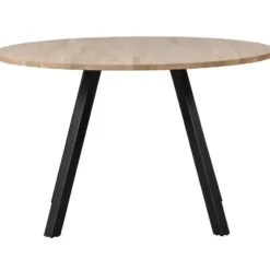 WOOOD Tablo Tafel Rond met 2-Standen Poot - Eiken/Metaal - 75x120x120