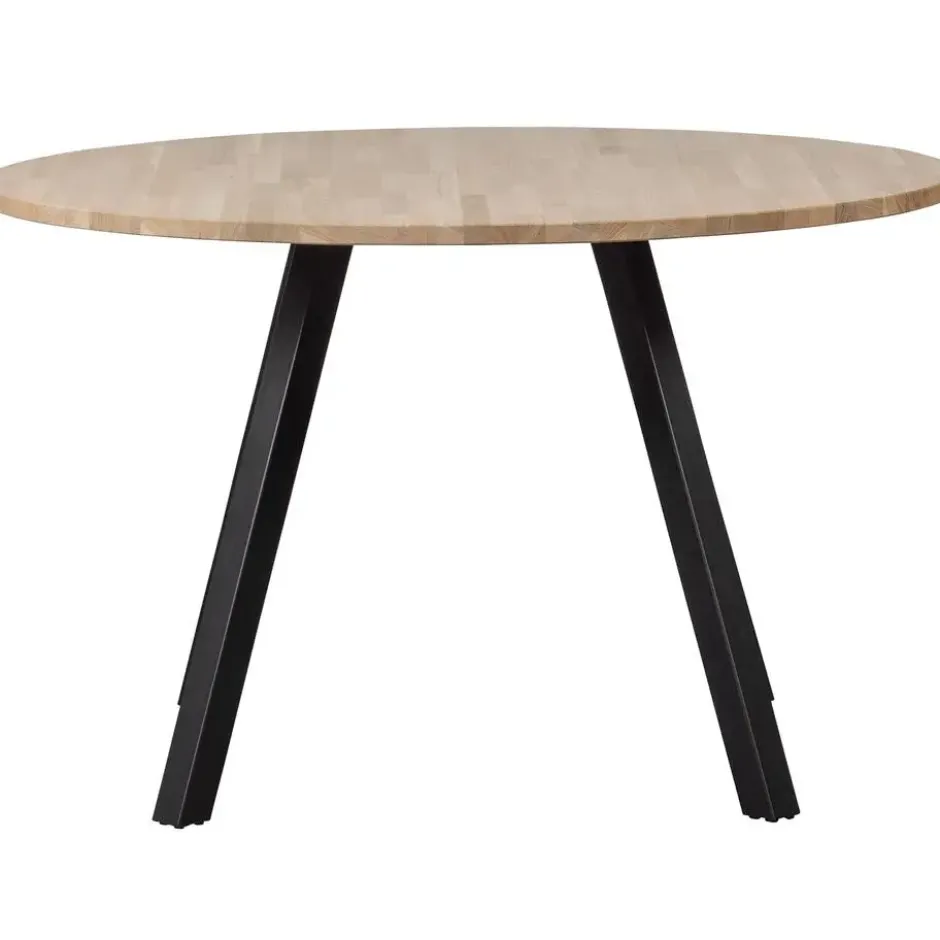 WOOOD Tablo Tafel Rond met 2-Standen Poot - Eiken/Metaal - 75x120x120