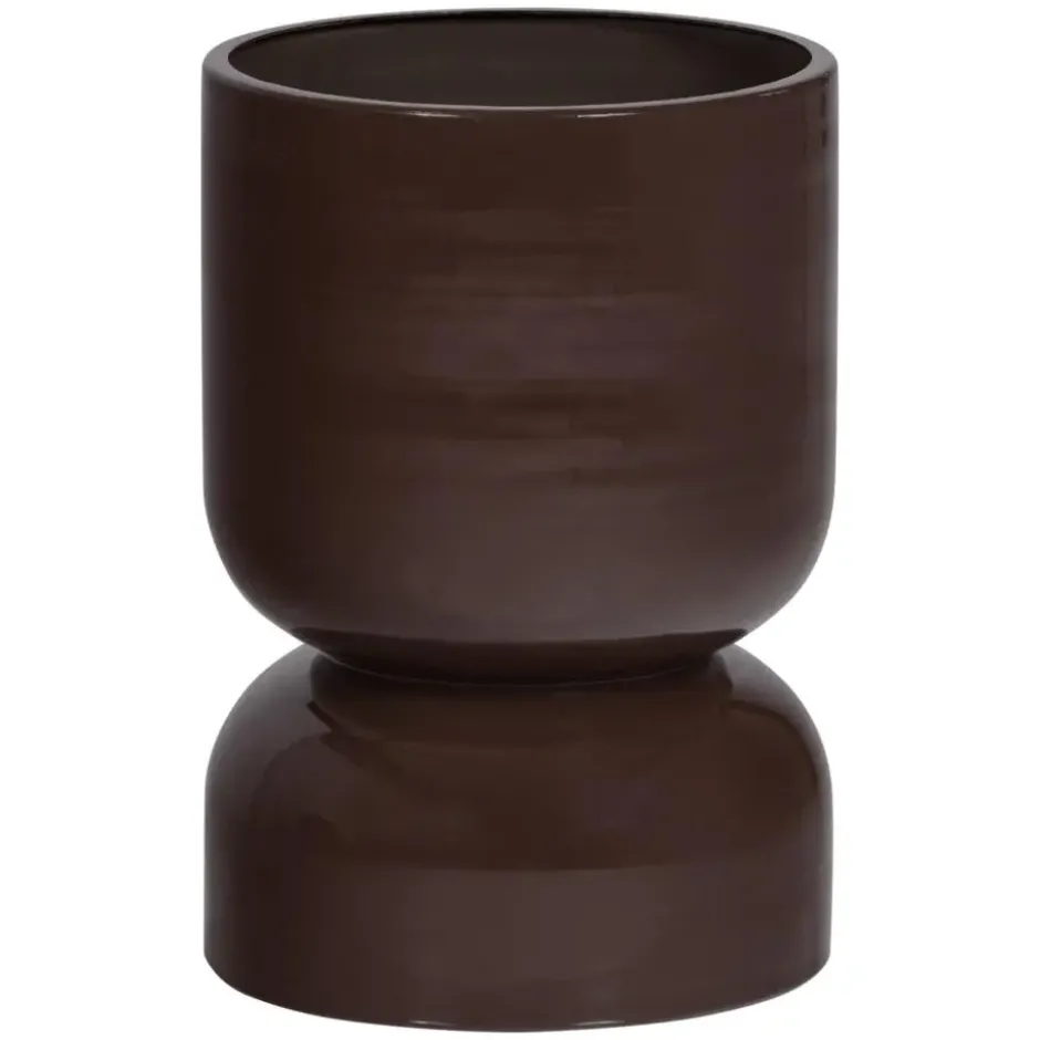 WOOOD Toval Pot Laag - Metaal - Hoogglans Paars/Bruin - 40x28x28