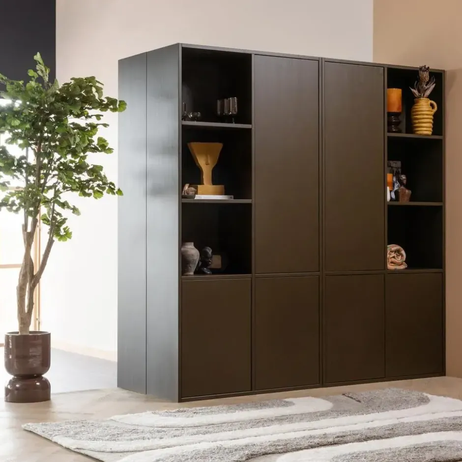 WOOOD Toval Pot Laag - Metaal - Hoogglans Paars/Bruin - 40x28x28