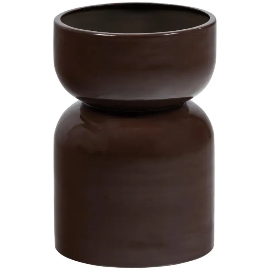 WOOOD Toval Pot Laag - Metaal - Hoogglans Paars/Bruin - 40x28x28