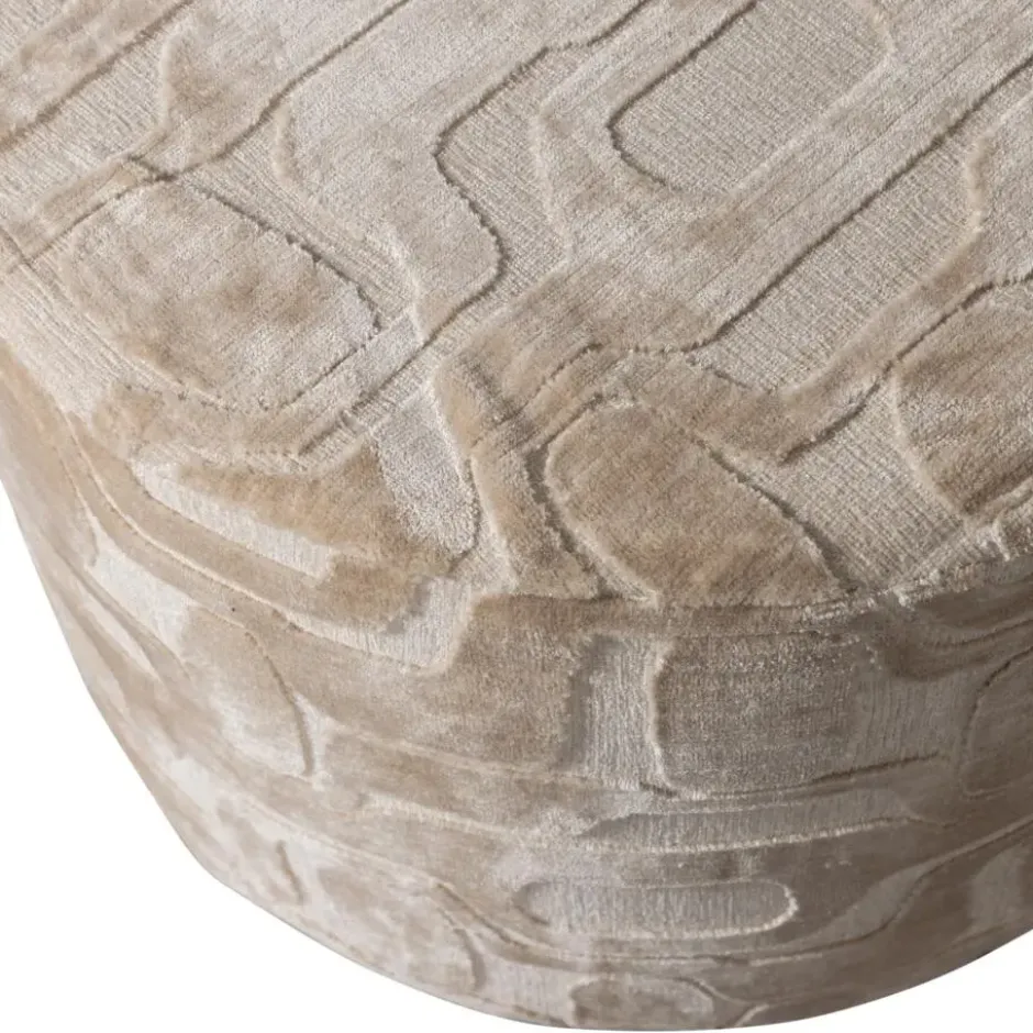 WOOOD Yago Poef - Polyester - Naturel - 43x60x60