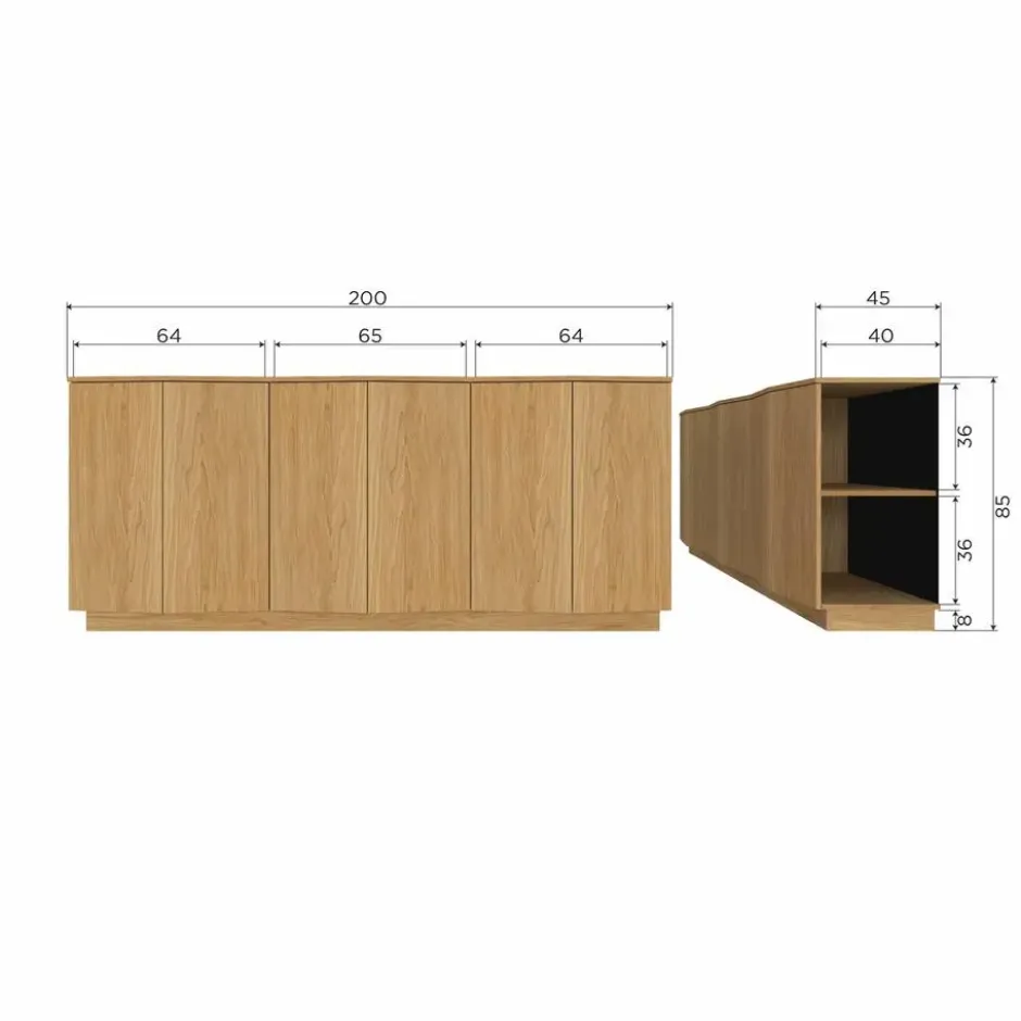 WOOOD Zuma dressoir - Push-To-Open - Eiken - Transparant - 85x22x45