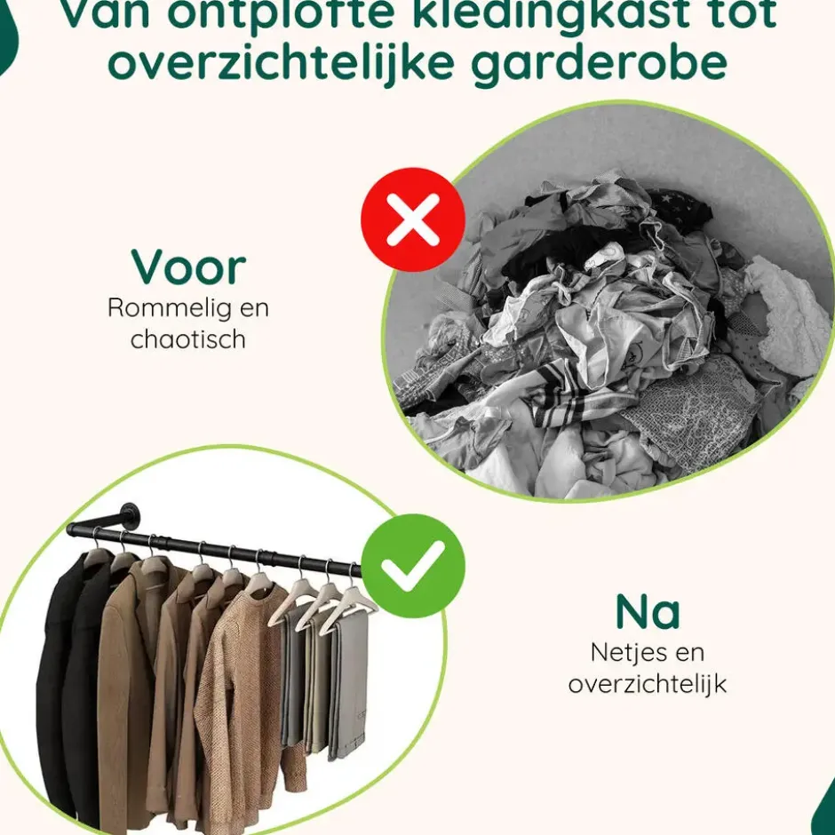 XIVADA Kledingrek Zora - Metaal - Draagkracht 30 KG - 110 cm - Zwart