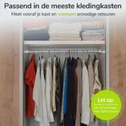 XIVADA Kledingstang Vigo - Zonder boren - Verstelbaar - Zilver
