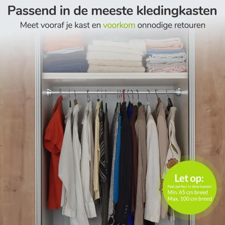 XIVADA Kledingstang Vigo - Zonder boren - Verstelbaar - Zilver