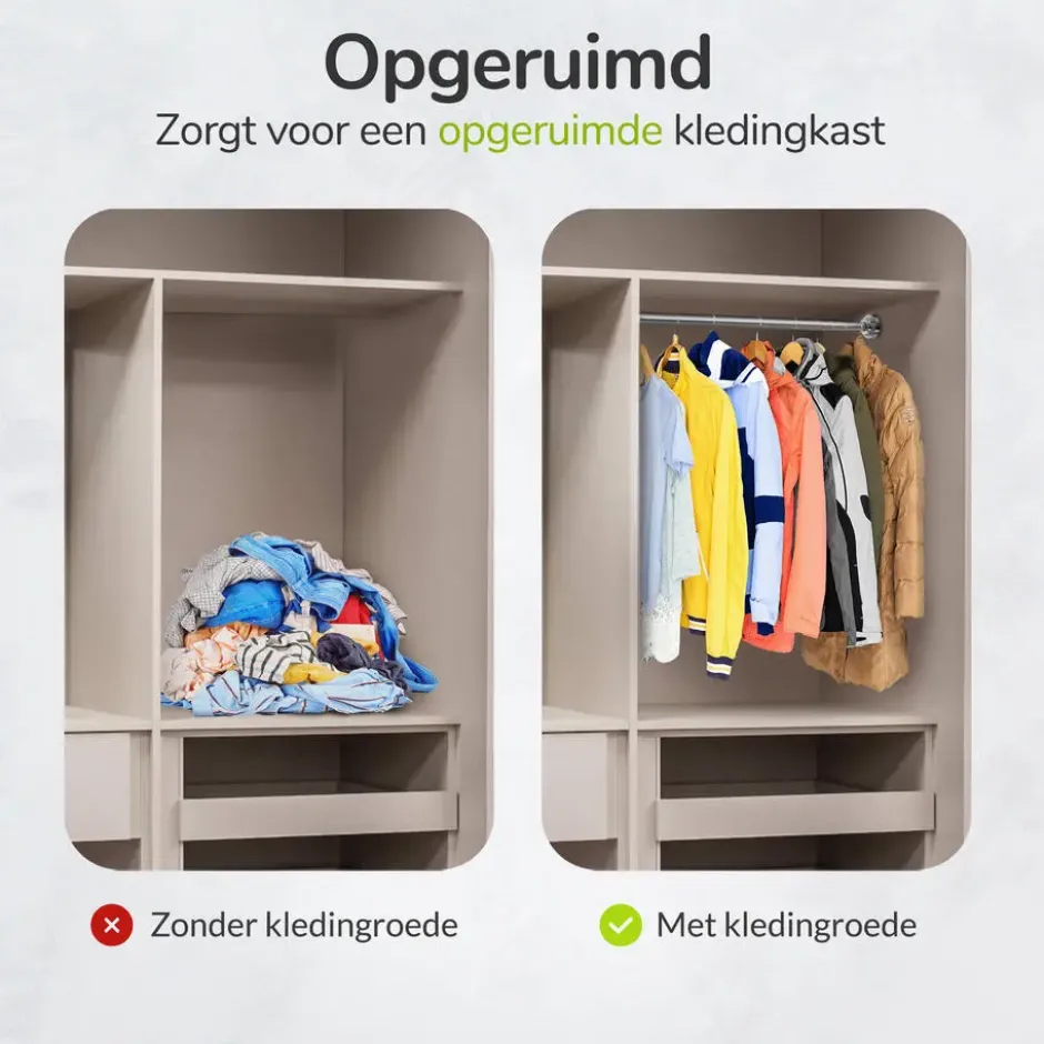 XIVADA Kledingstang Vigo - Zonder boren - Verstelbaar - Zilver