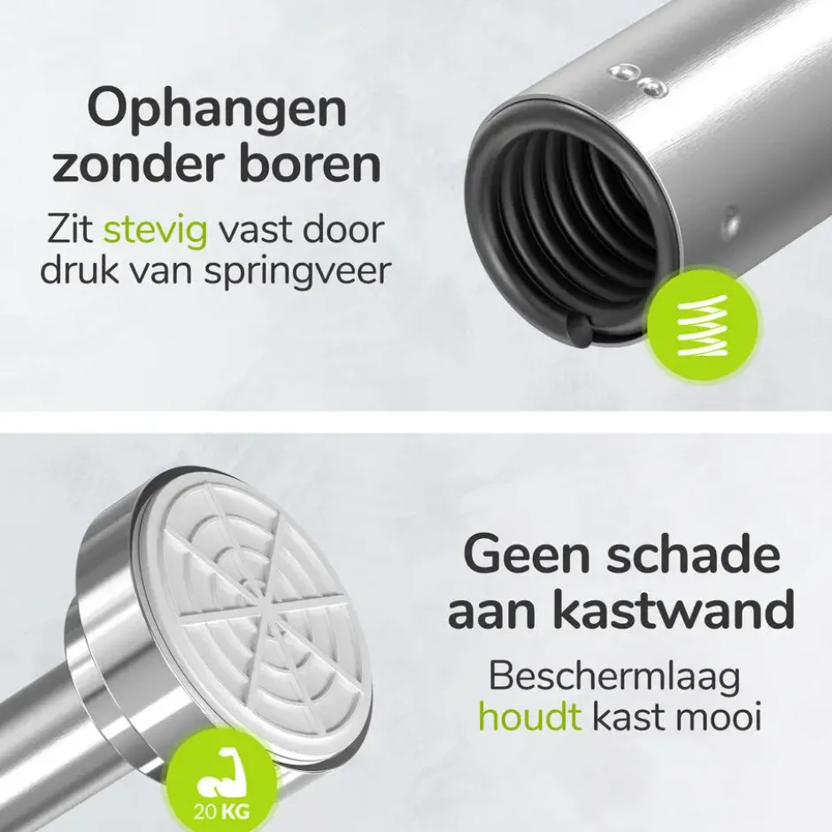 XIVADA Kledingstang Vigo - Zonder boren - Verstelbaar - Zilver