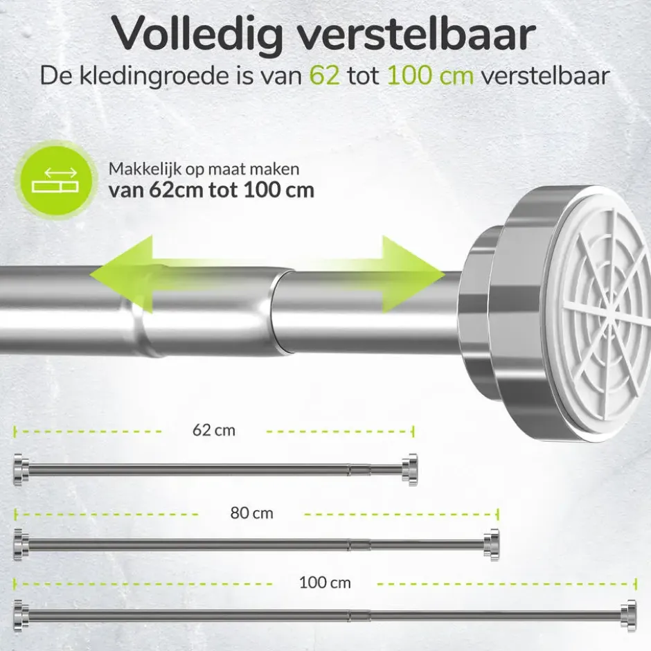 XIVADA Kledingstang Vigo - Zonder boren - Verstelbaar - Zilver