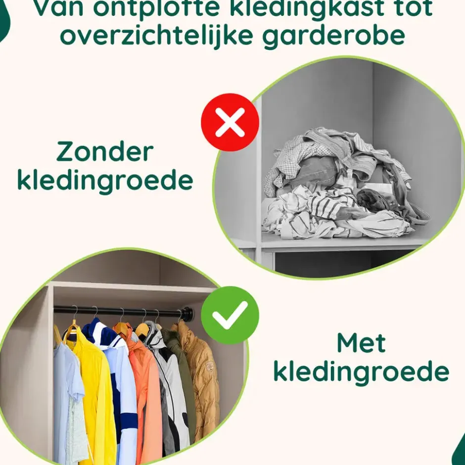 XIVADA Kledingstang Vigo - Zonder boren - Verstelbaar - Zwart