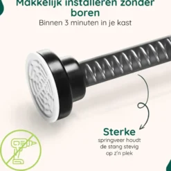 XIVADA Kledingstang Vigo - Zonder boren - Verstelbaar - Zwart