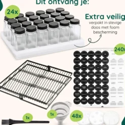XIVADA Kruidenrek met 24 potjes - Organizer lade liggend - Met labels