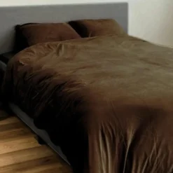 Zavelo Dekbedovertrek Velvet Comfort Bruin-2-persoons (200 x 200/220 cm)