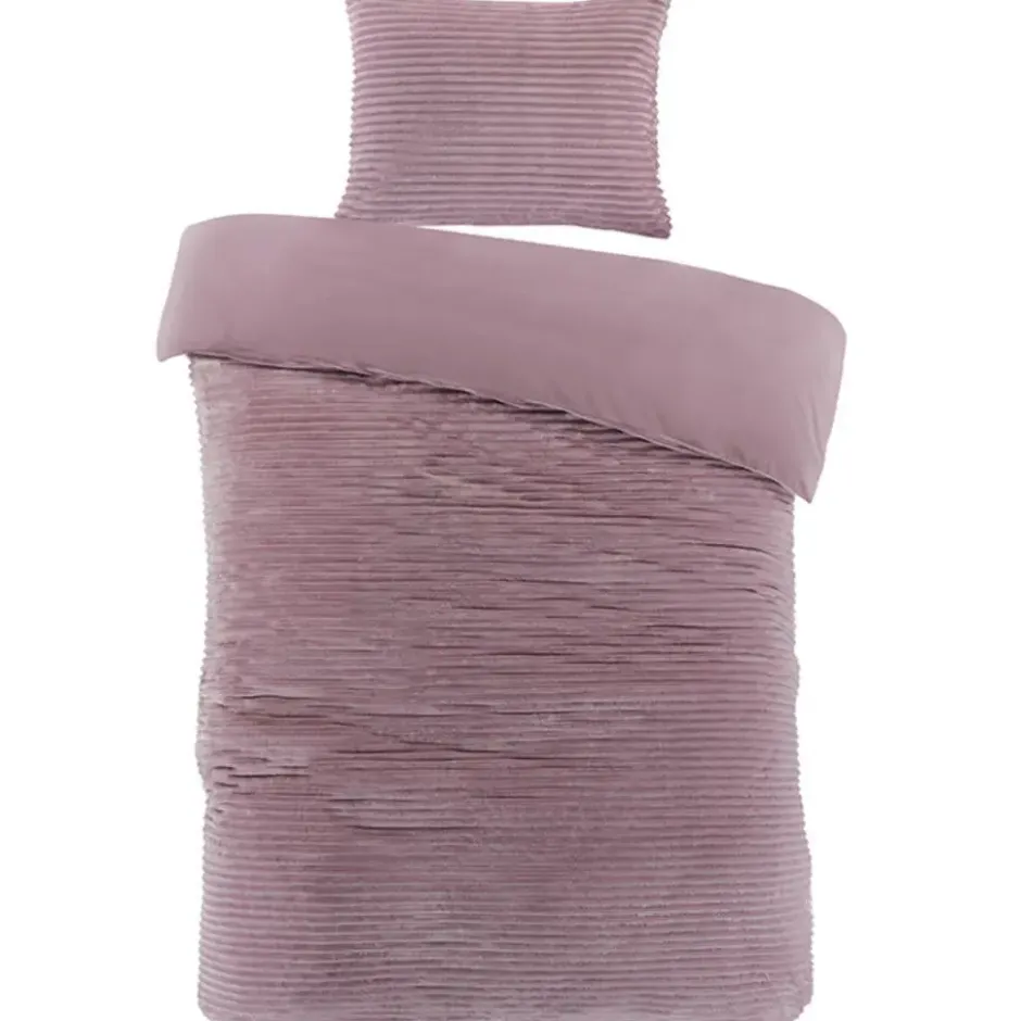 Zavelo Dorien Rib Teddy Dekbedovertrek Roze-Lits-jumeaux (240 x 200/220 cm)